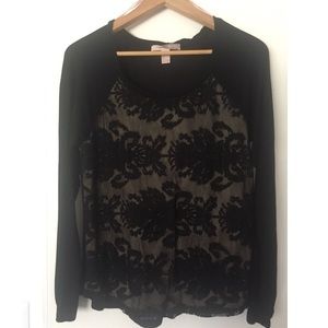Black Lace Long Sleeve Blouse